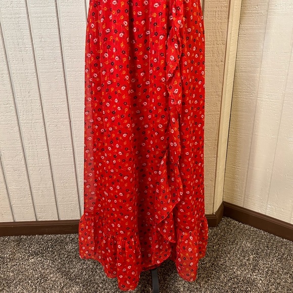 Madewell Ruffle Strap Wrap Dress in Metallic Striped Prairie Posies, size 6. NWT - Picture 6 of 7